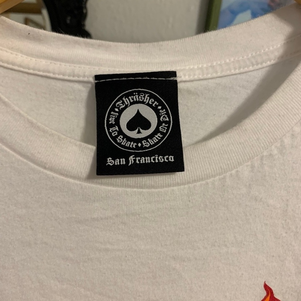 Thrasher flames tee medium white